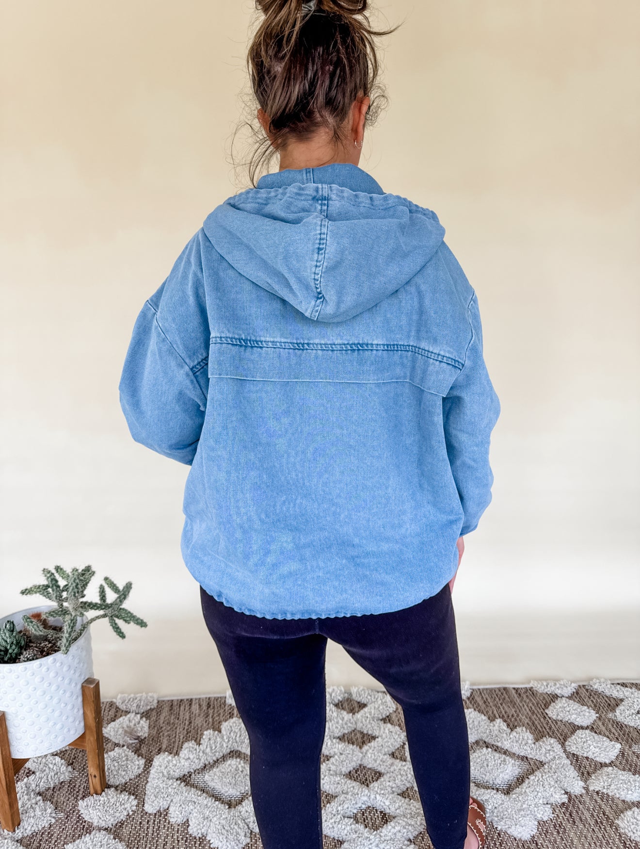 Vintage Washed Denim Hoodie by Top Notch