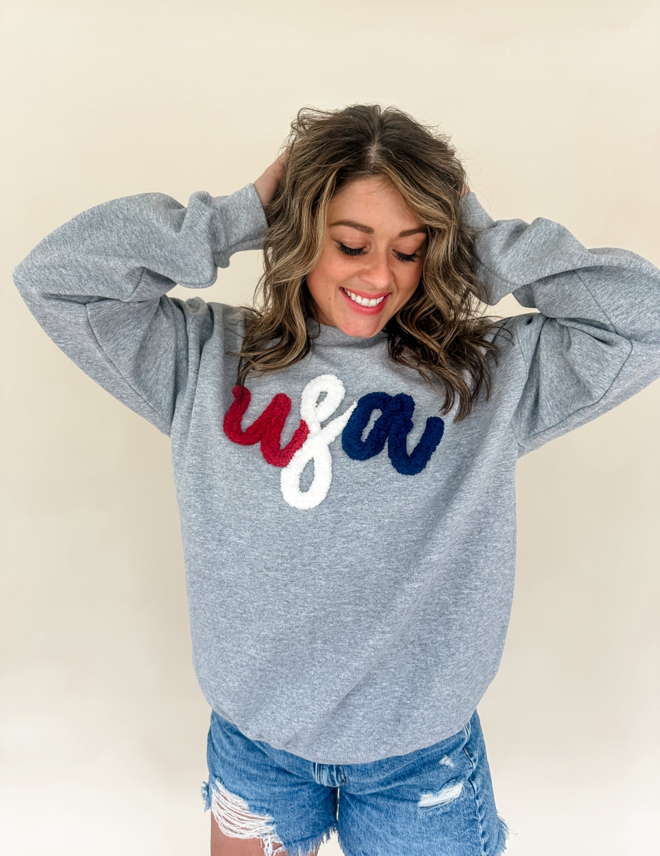 USA Chenille Yarn Sweatshirt