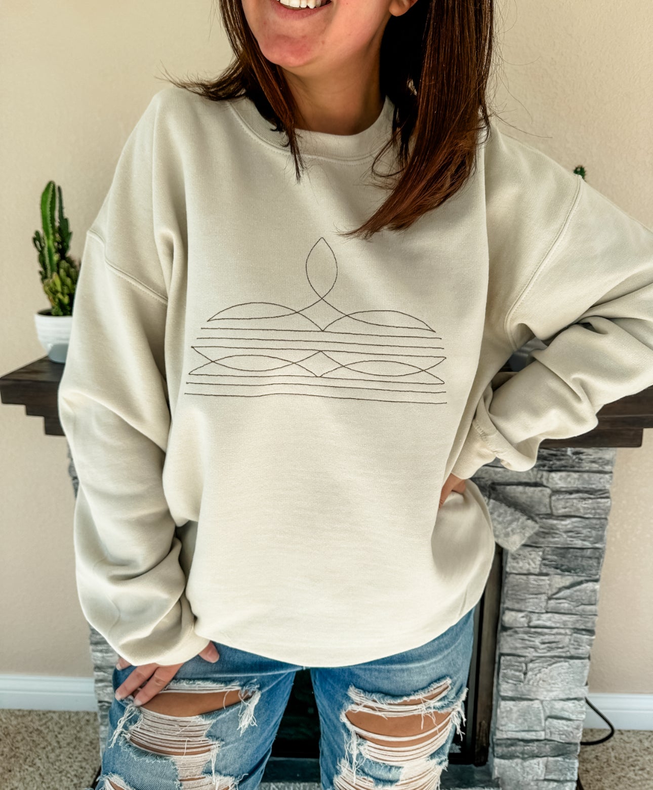 Boot Stitched Embroidered Sweatshirt