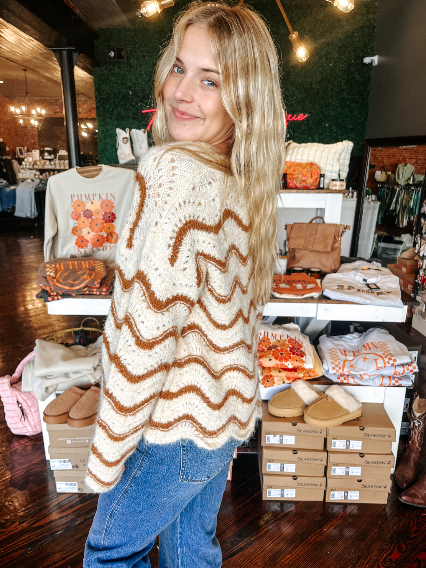 Wavy Stripes V-Neck Sweater