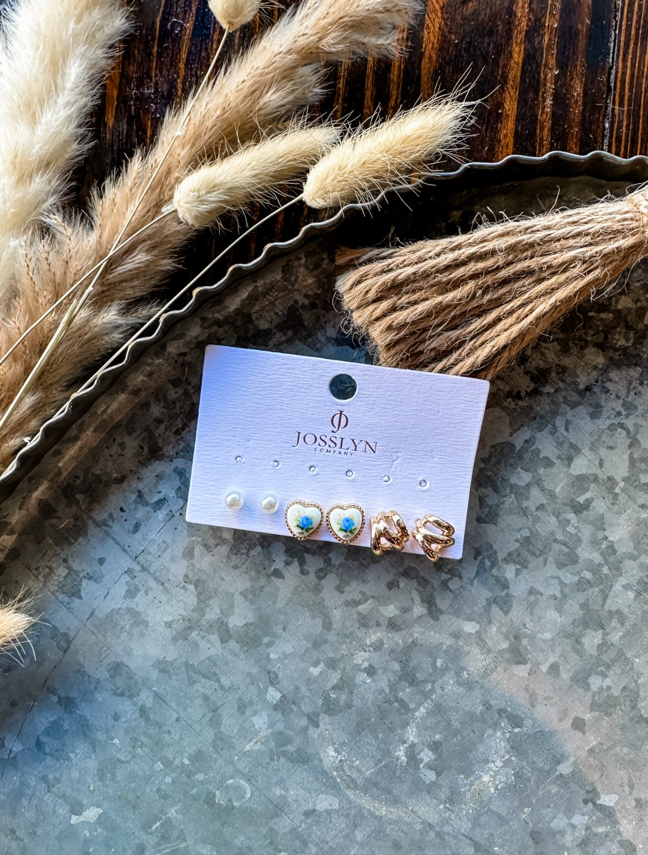 Blue Petal Earring Set