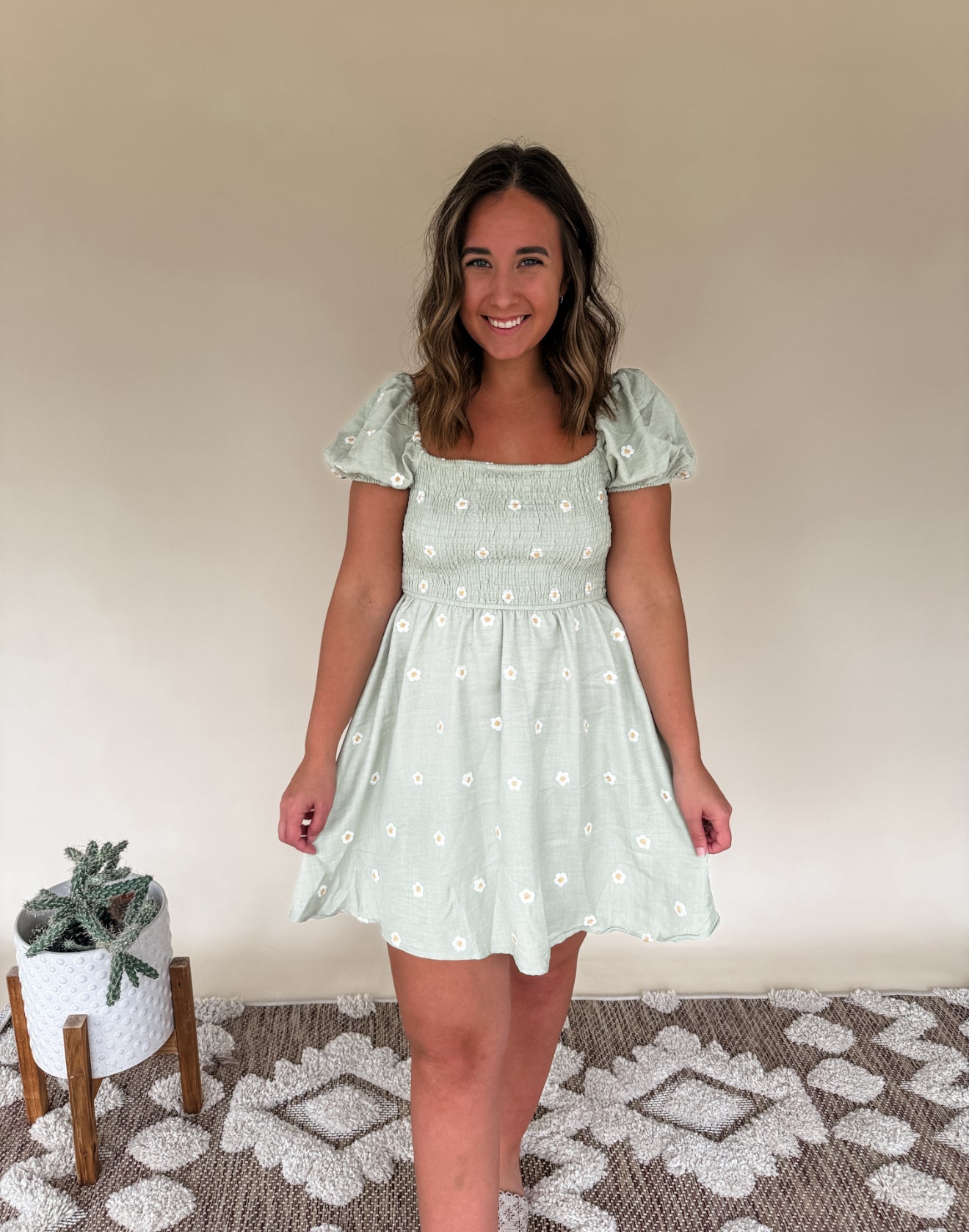 Embroidered Daisy Dress