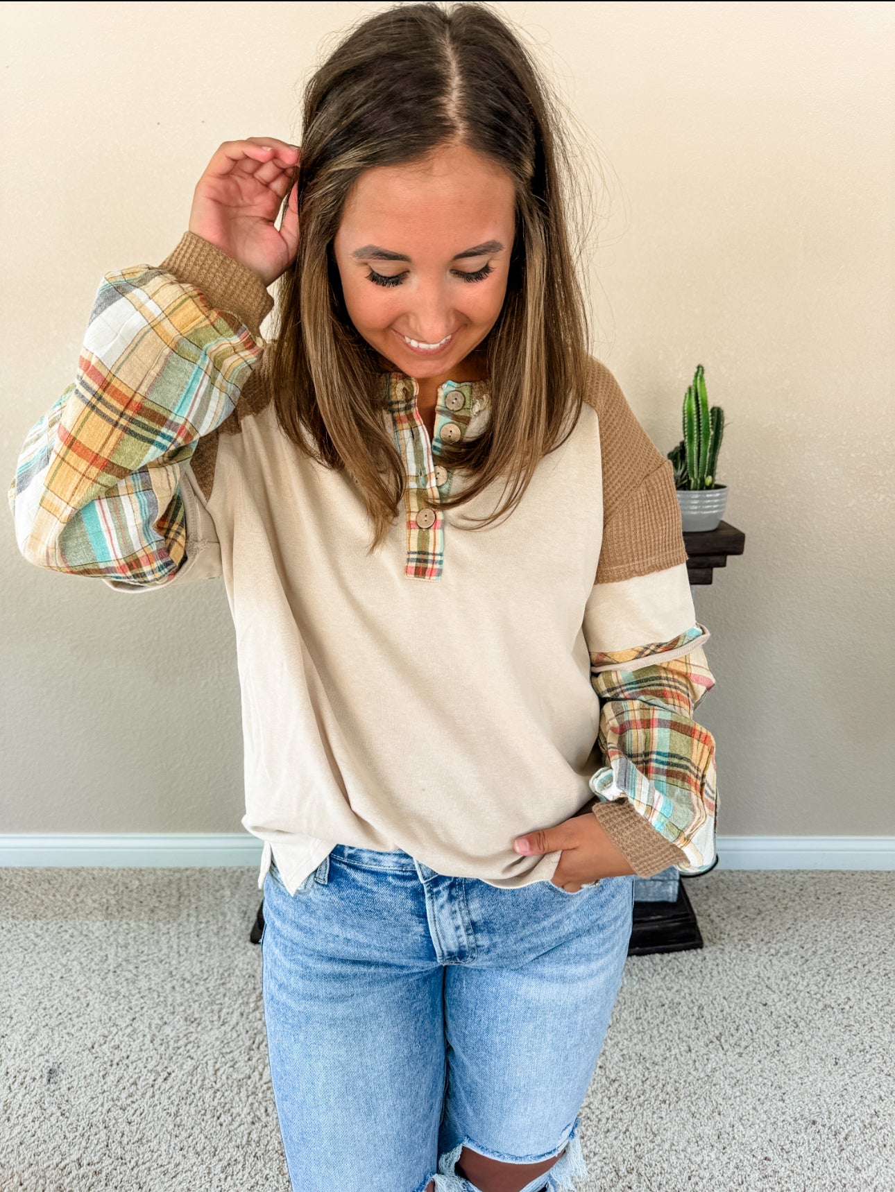 Plaid Double Layered Top