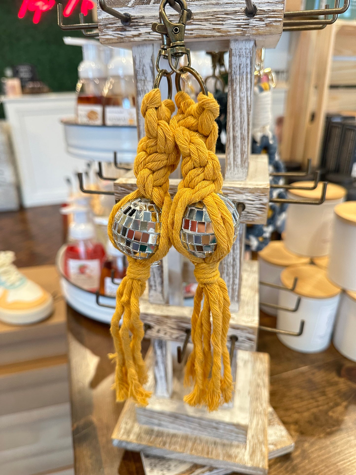 Macrame Disco Ball Keychain