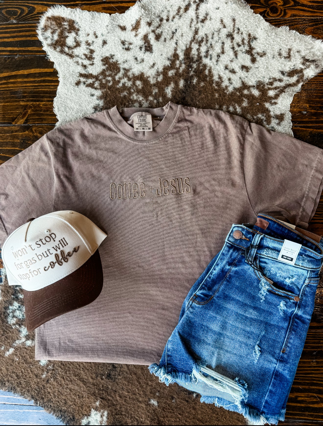 Coffee + Jesus Embroidered Tee