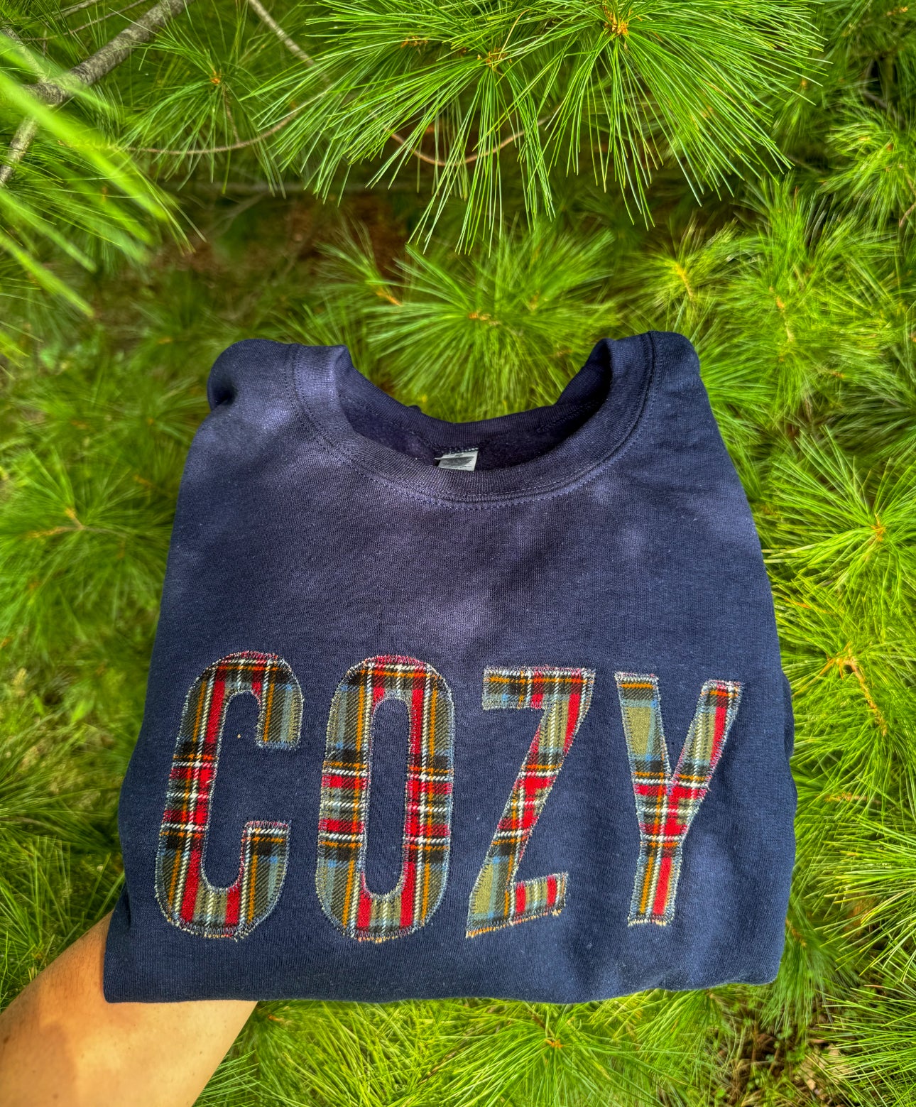 Cozy Plaid Embroidered Sweatshirt