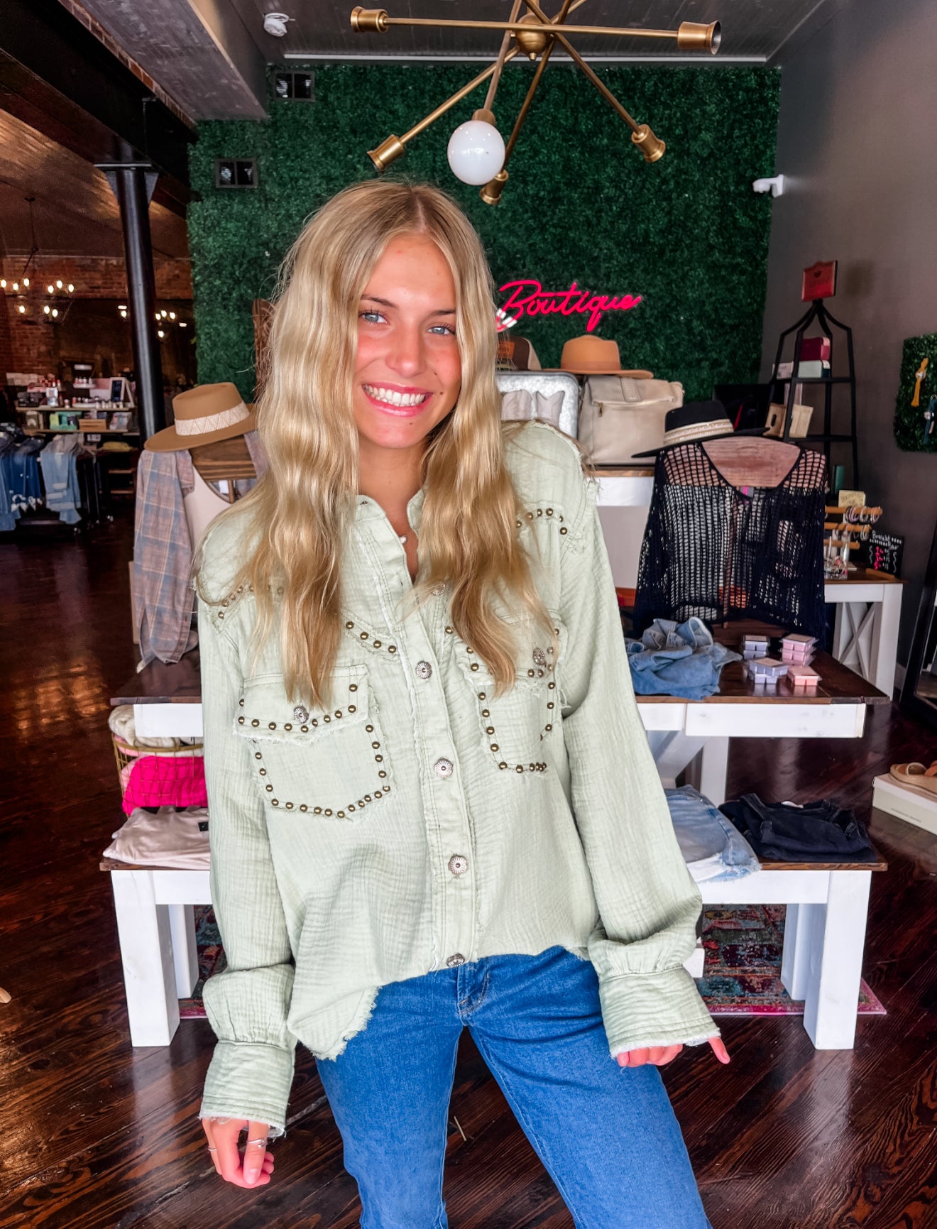 Wild Pistachio Button Down