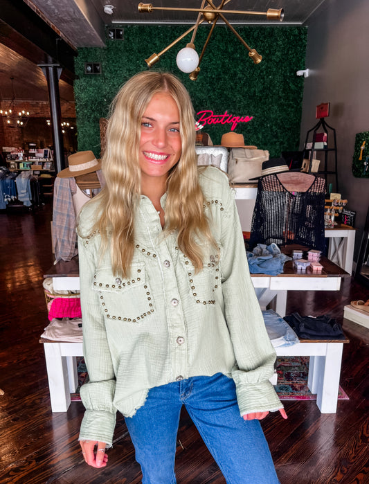 Wild Pistachio Button Down