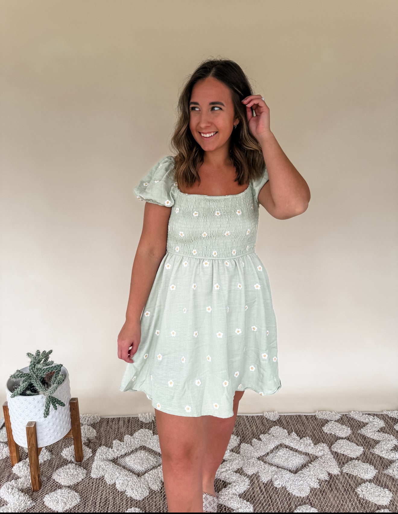 Embroidered Daisy Dress