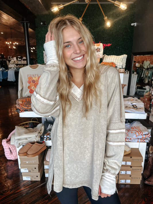 2-Toned Oversized V-Neck