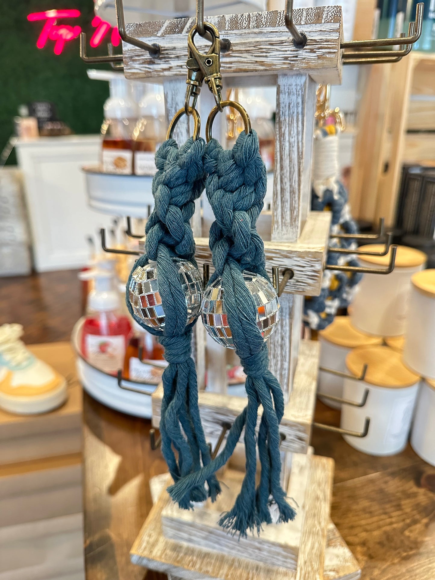Macrame Disco Ball Keychain