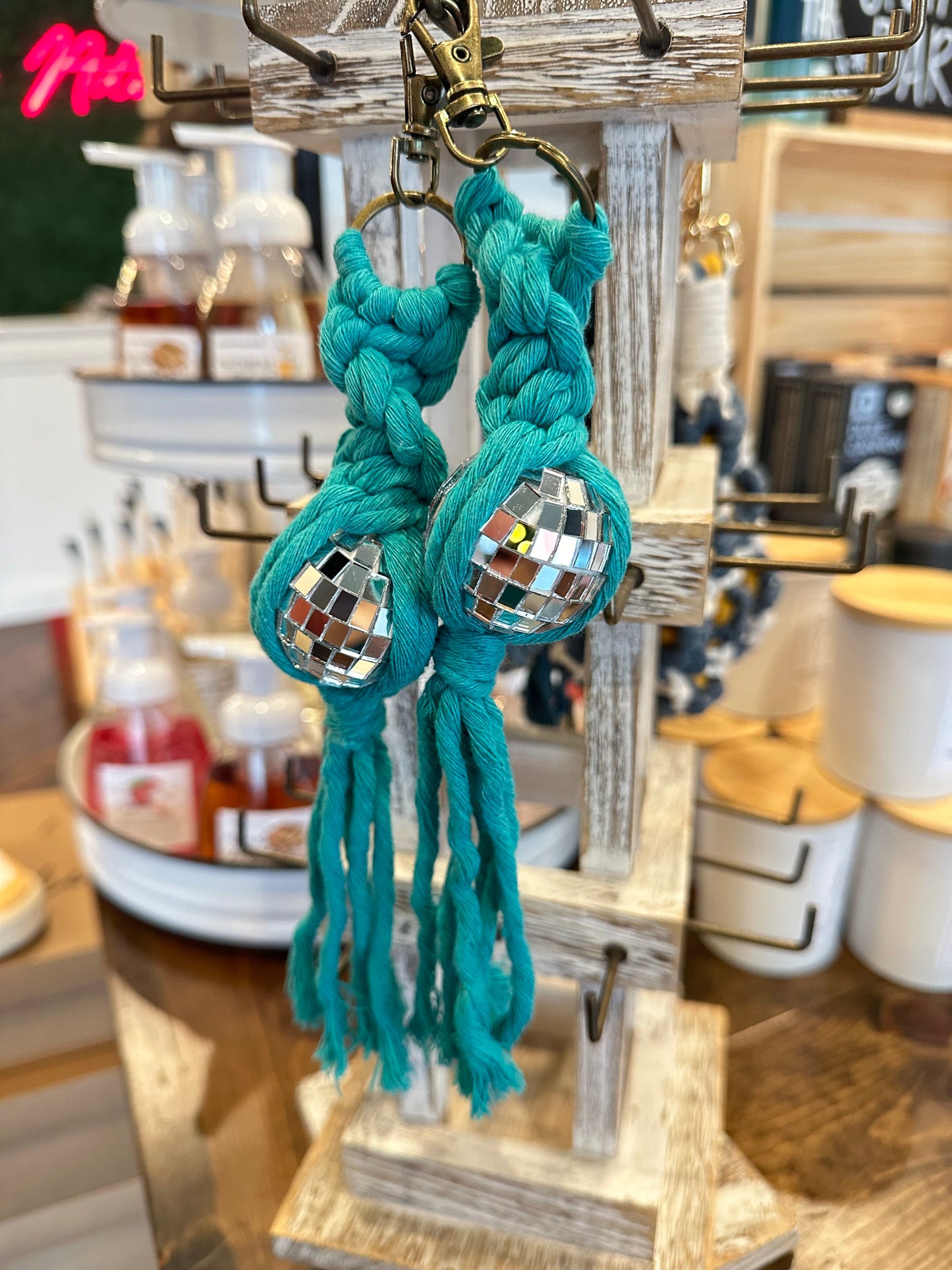Macrame Disco Ball Keychain