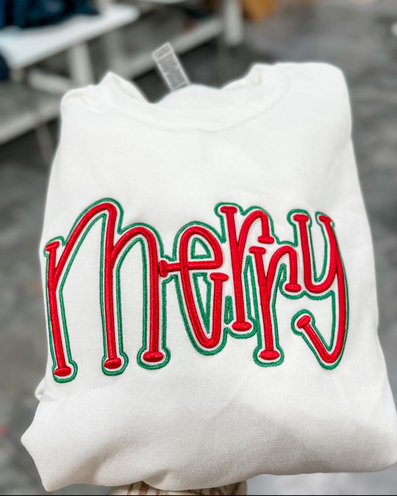 Merry Embroidered 3D Sweatshirt