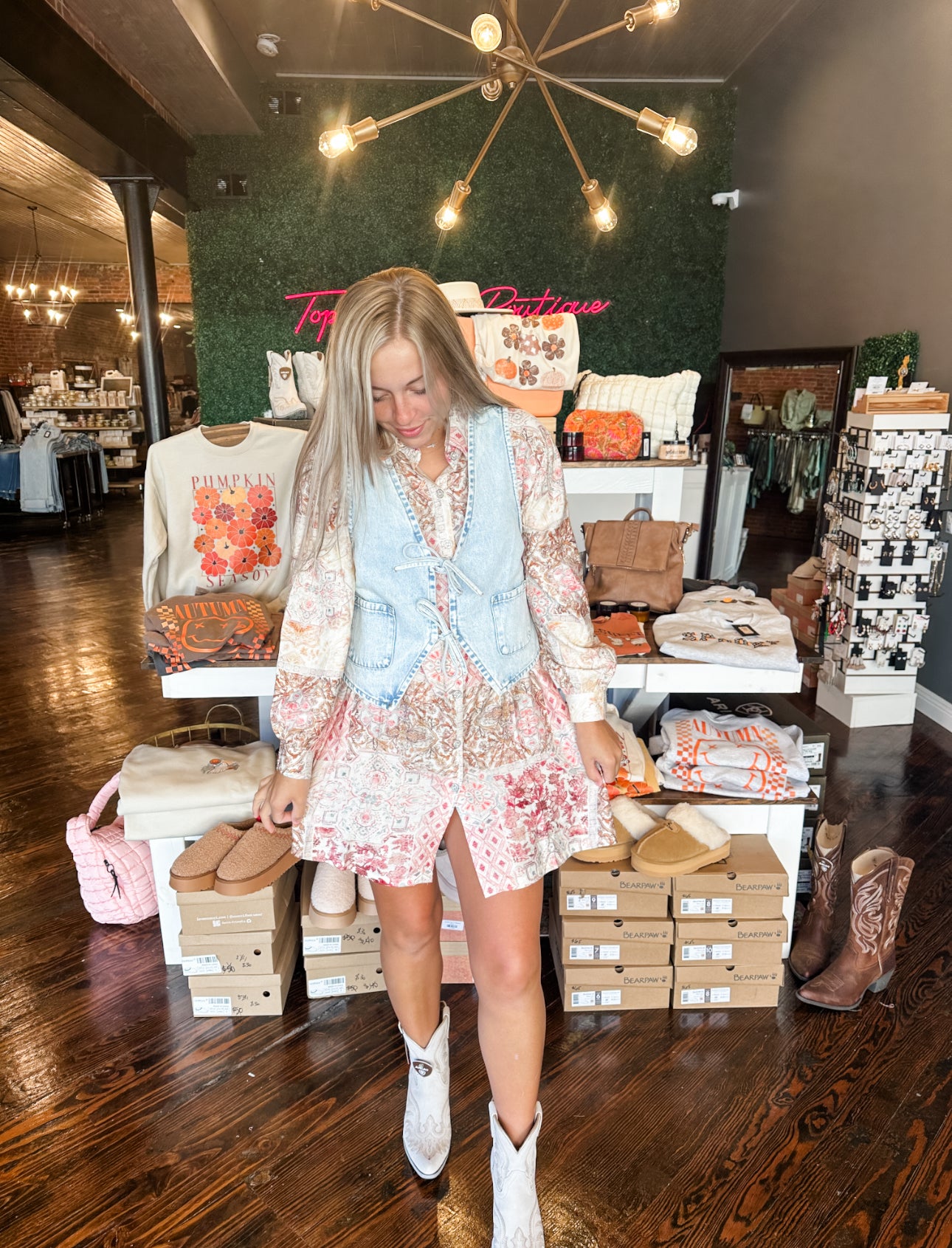 Patch & Print Long Sleeve Dress