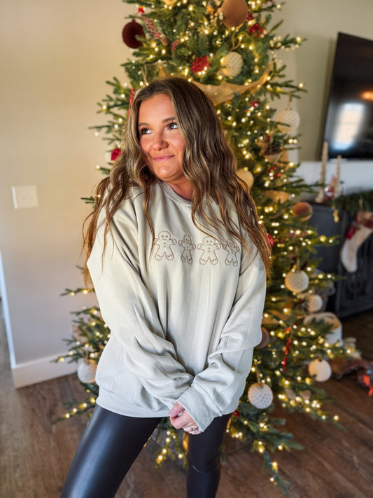 Gingerbread Embroidered Crew