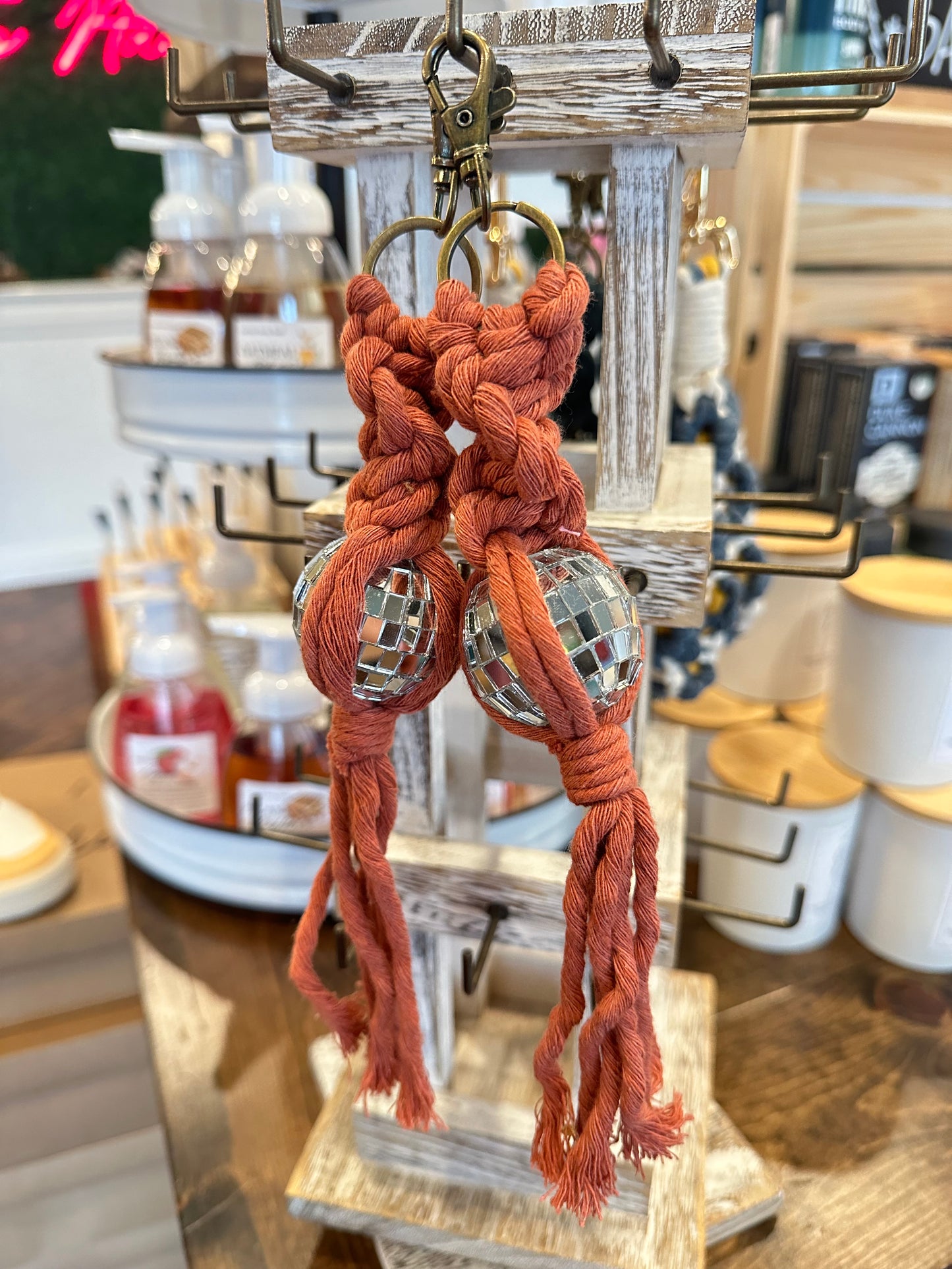 Macrame Disco Ball Keychain