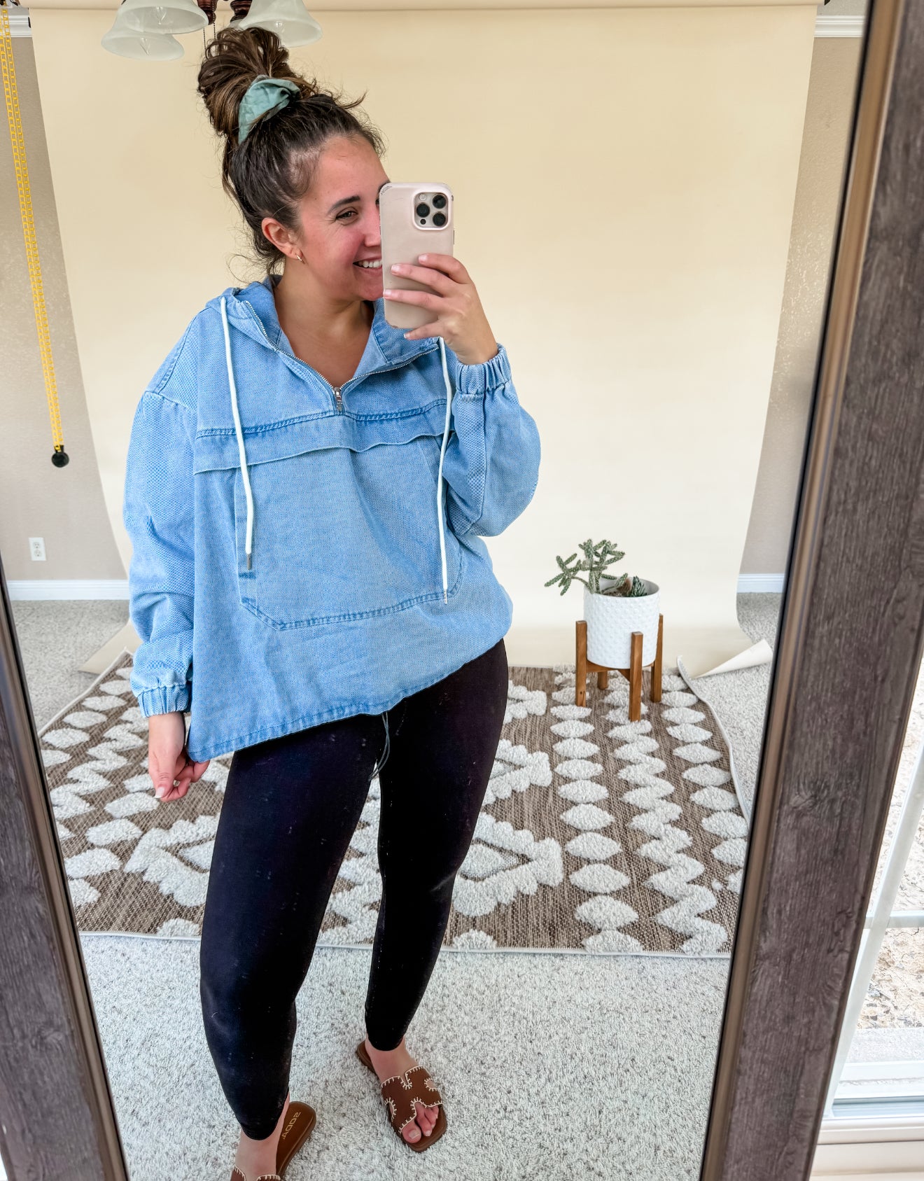 Vintage Washed Denim Hoodie by Top Notch