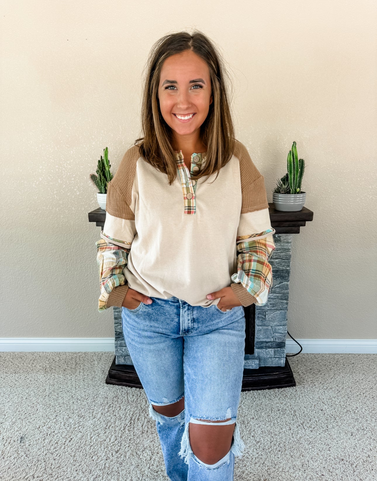 Plaid Double Layered Top