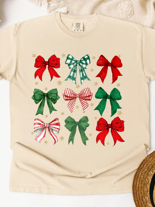 Christmas Bow Coquette Graphic Tee/Crew