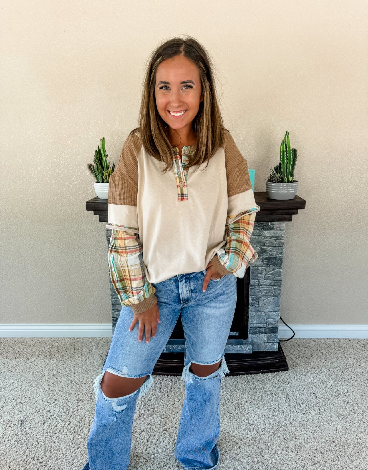 Plaid Double Layered Top