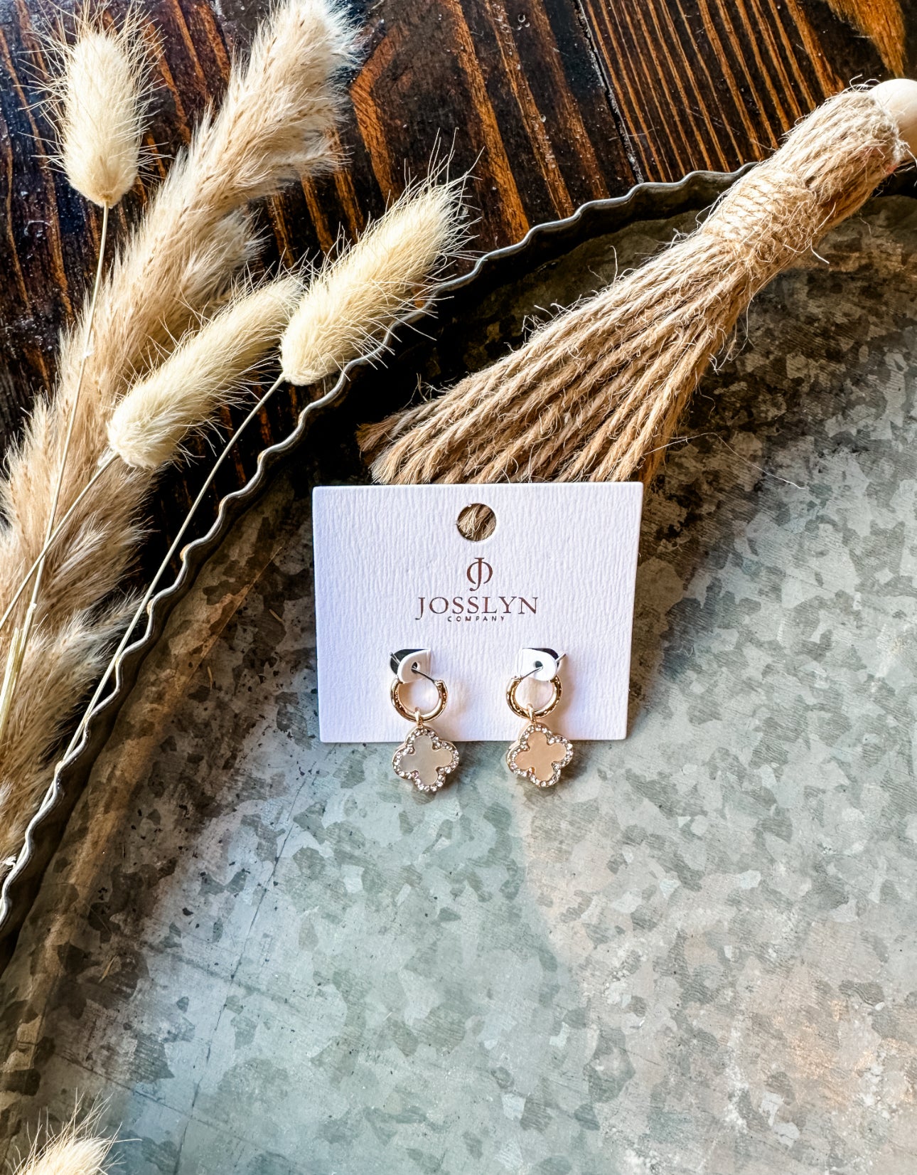 Rhinestone Clover Drop Earrings