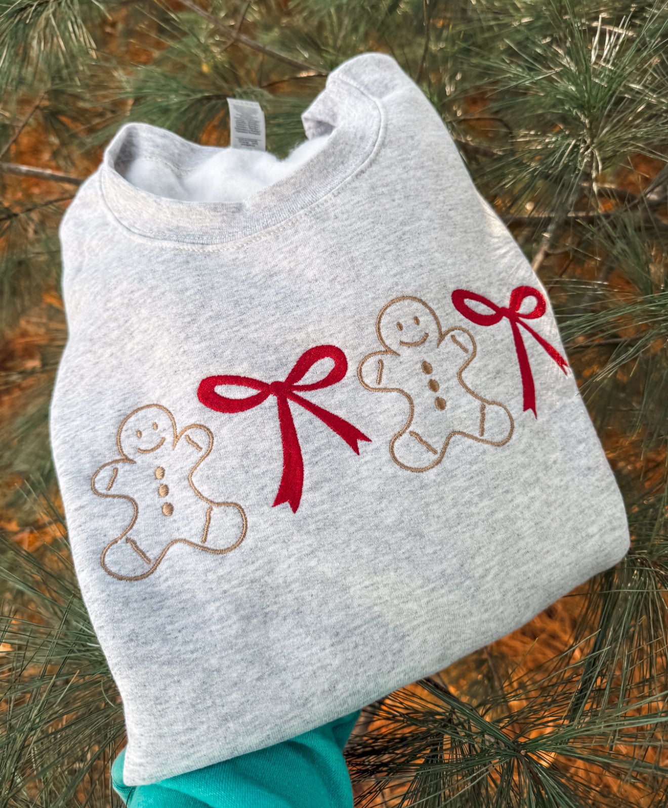 Gingerbread & Bows Embroidered Sweatshirt