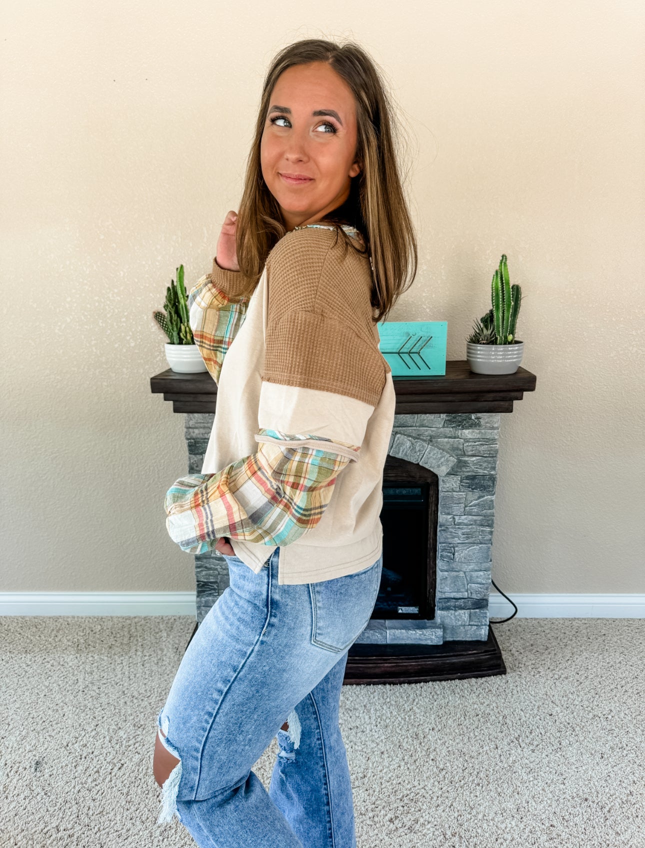 Plaid Double Layered Top