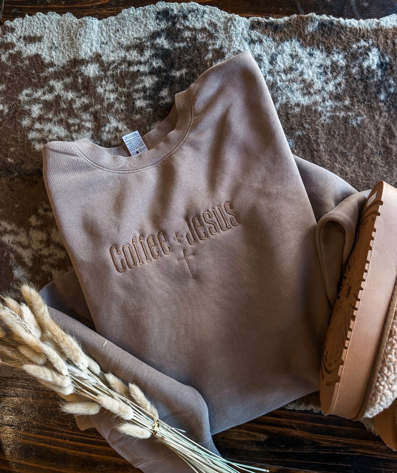 Coffee + Jesus Embroidered Crewneck Sweatshirt