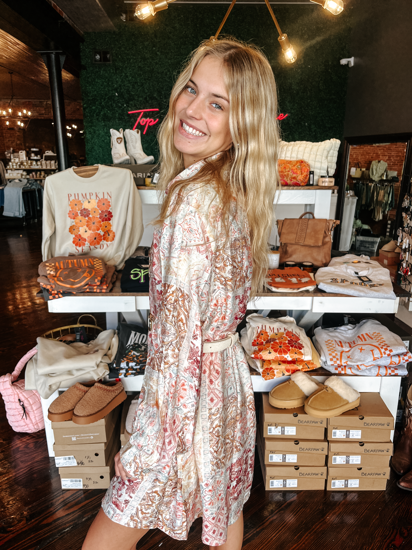 Patch & Print Long Sleeve Dress