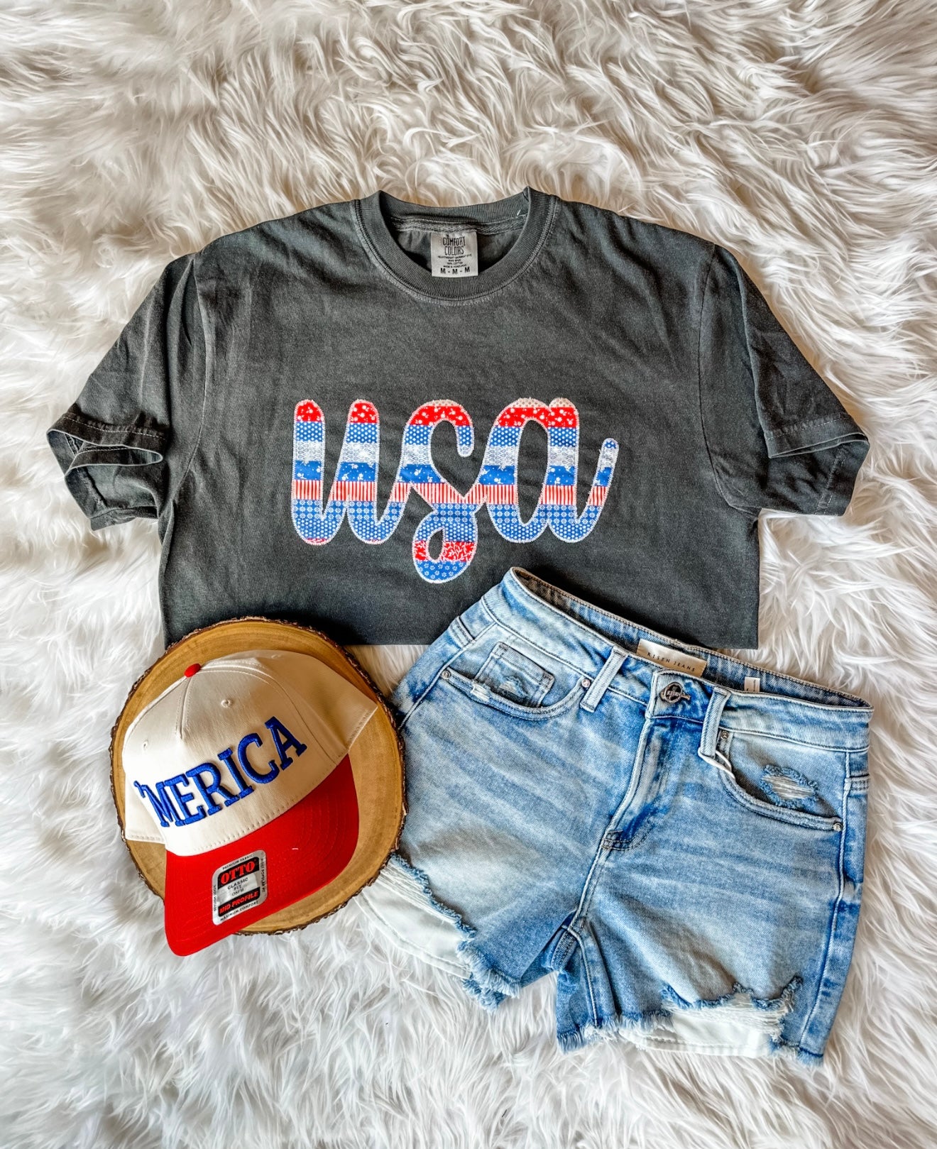 Cursive USA Embroidered Tee