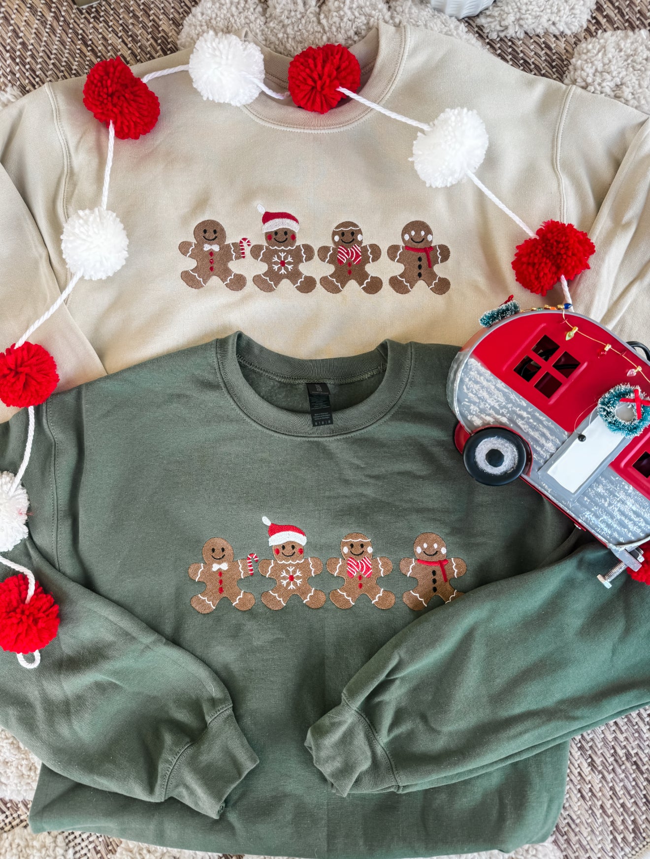 Gingerbread Men Embroidered Crew