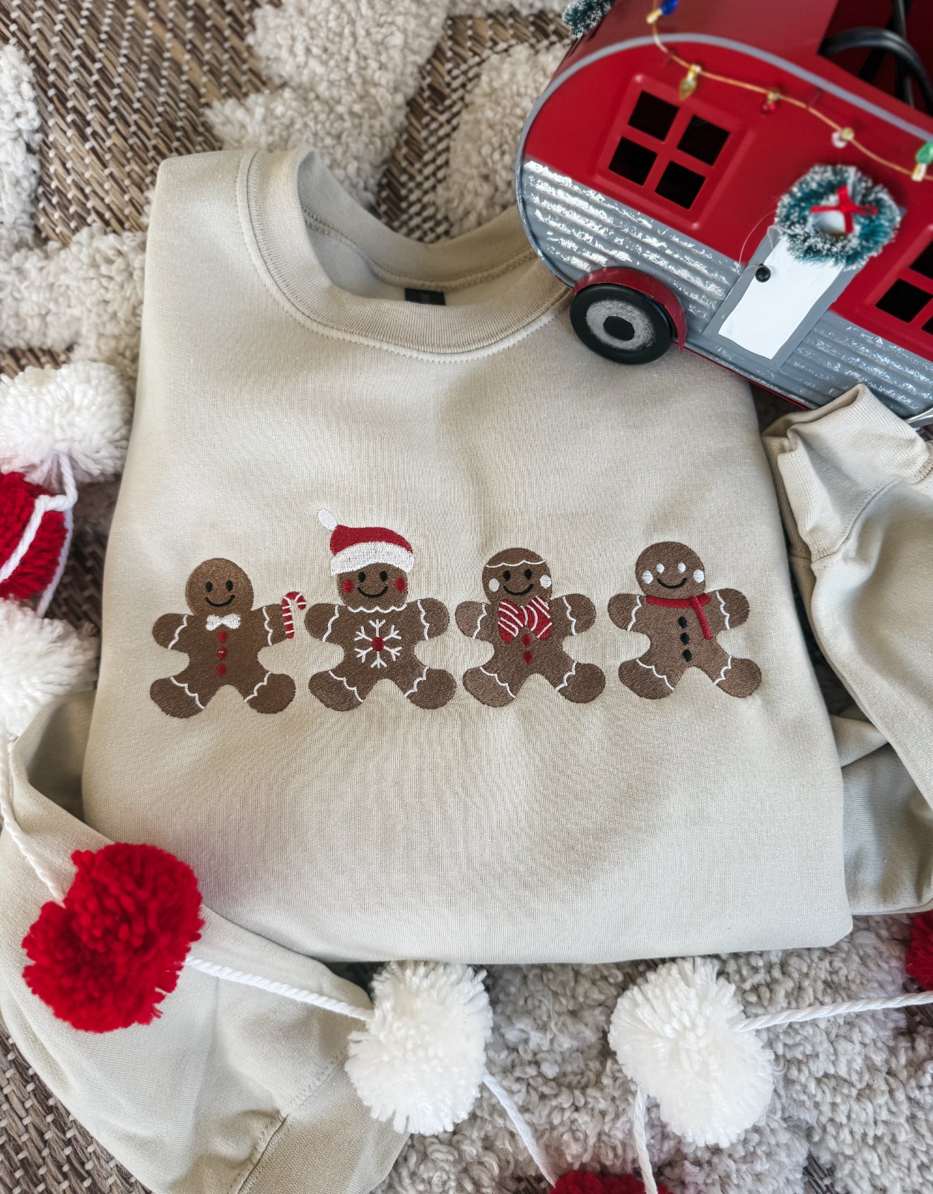 Gingerbread Men Embroidered Crew