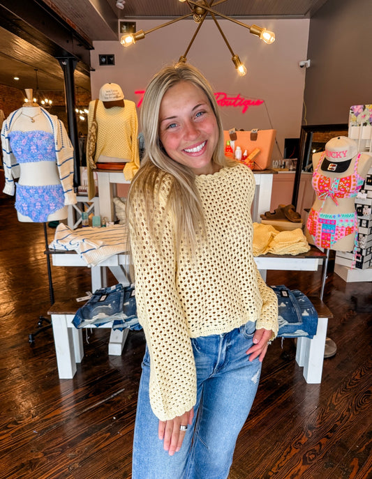 Butter Cream Crochet Sweater