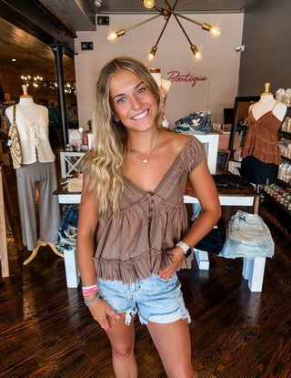 Cocoa Babydoll Lace Top
