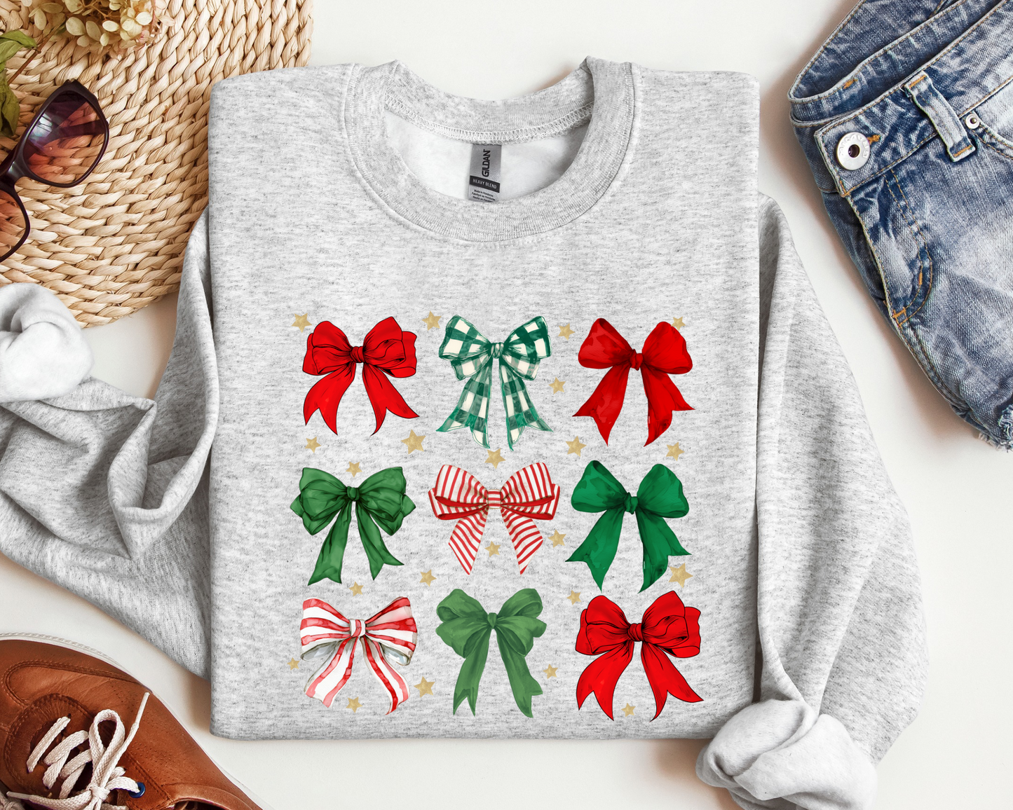 Christmas Bow Coquette Graphic Tee/Crew