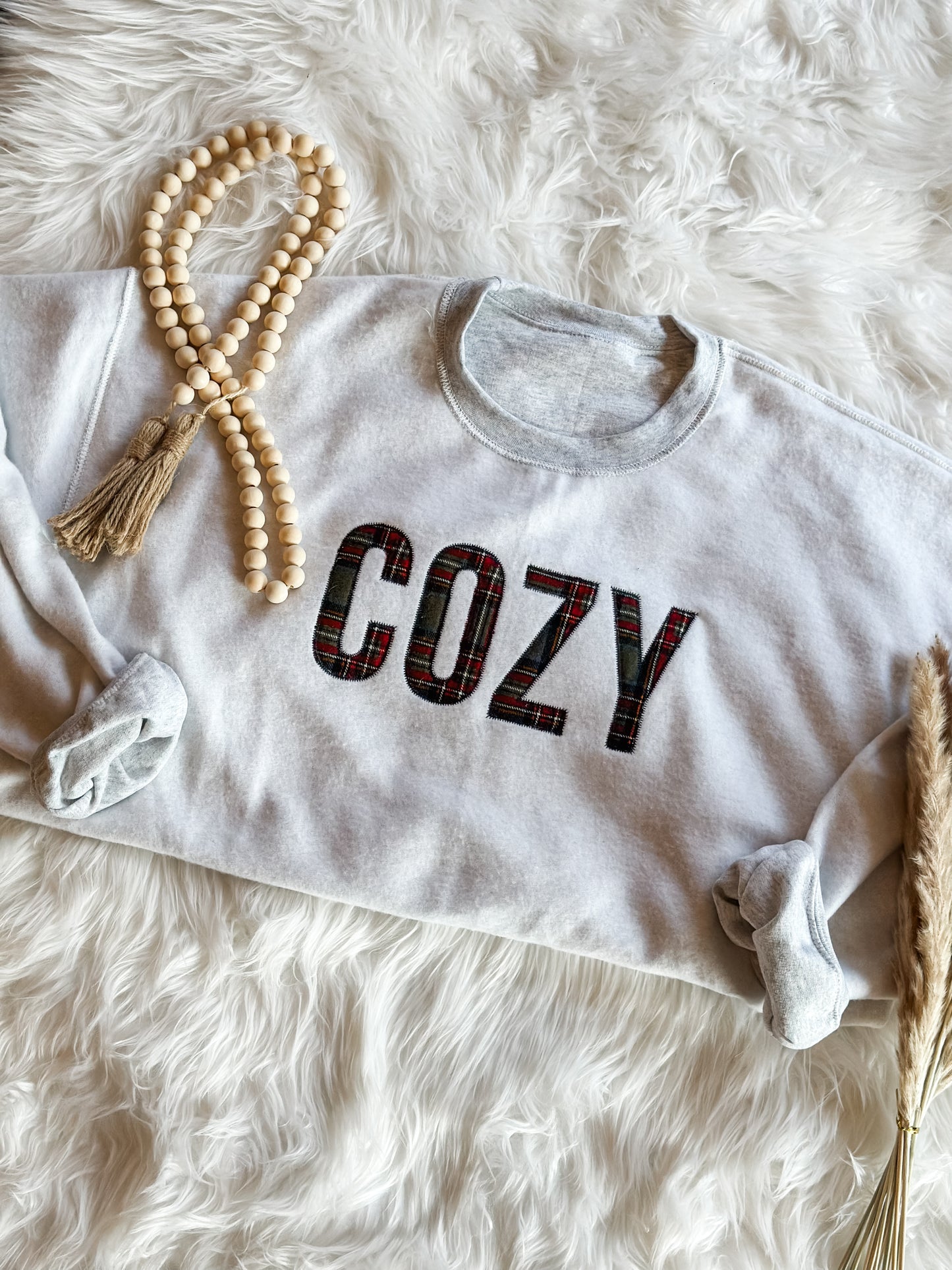 Cozy Plaid Embroidered Sweatshirt