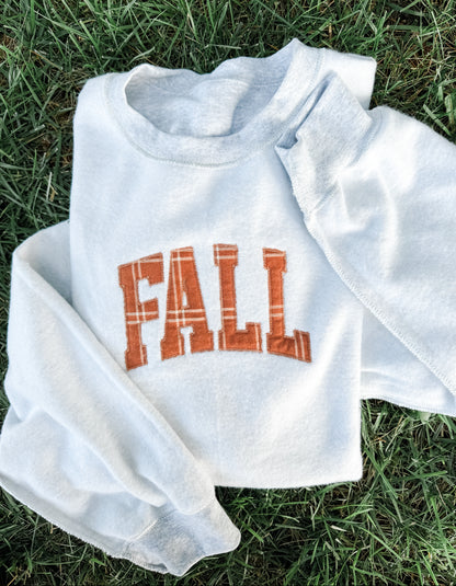 Fall Plaid Embroidered Sweatshirt