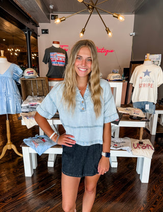 Throw On Denim Top