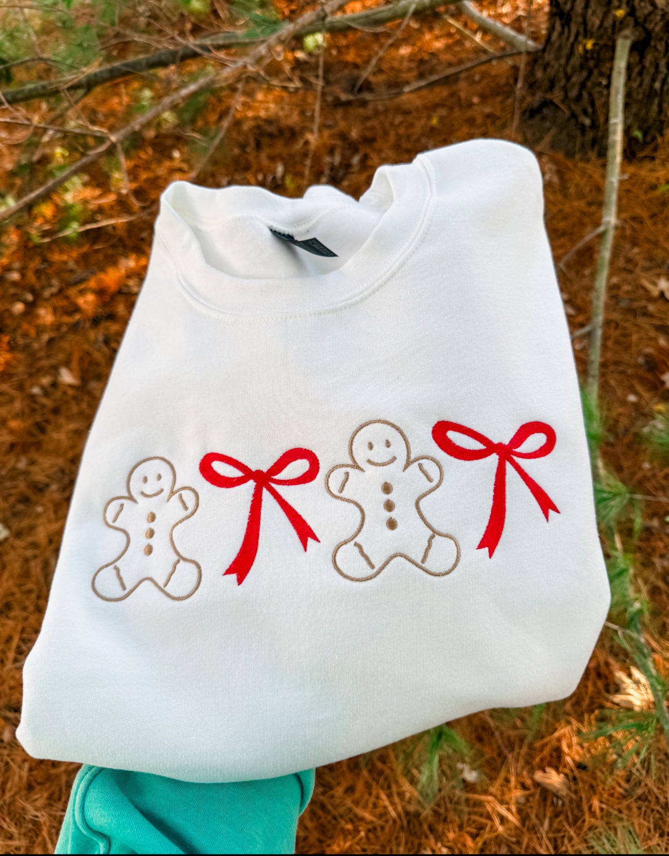 Gingerbread & Bows Embroidered Sweatshirt