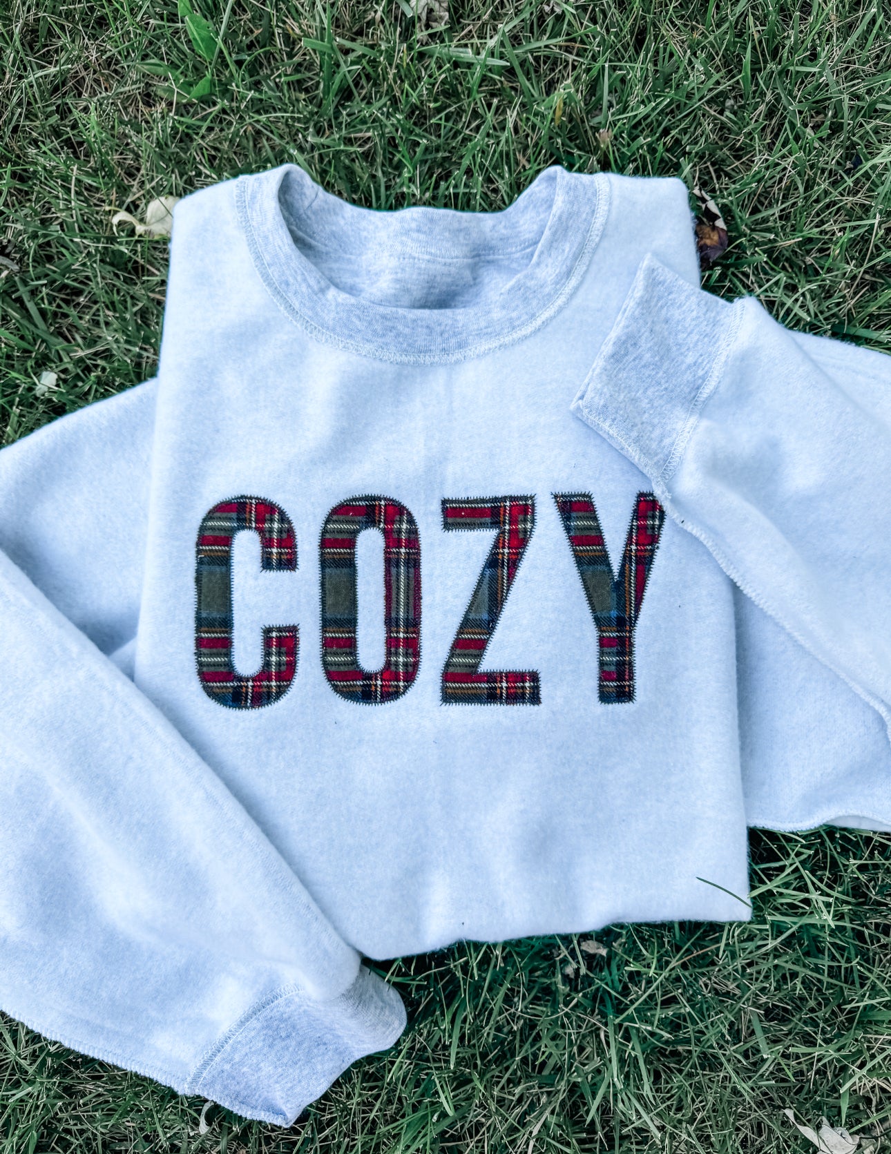 Cozy Plaid Embroidered Sweatshirt