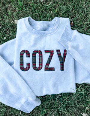 Cozy Plaid Embroidered Sweatshirt