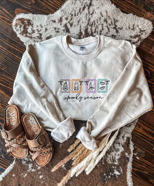 Spooky Season Postage Stamp Embroidered Crewneck