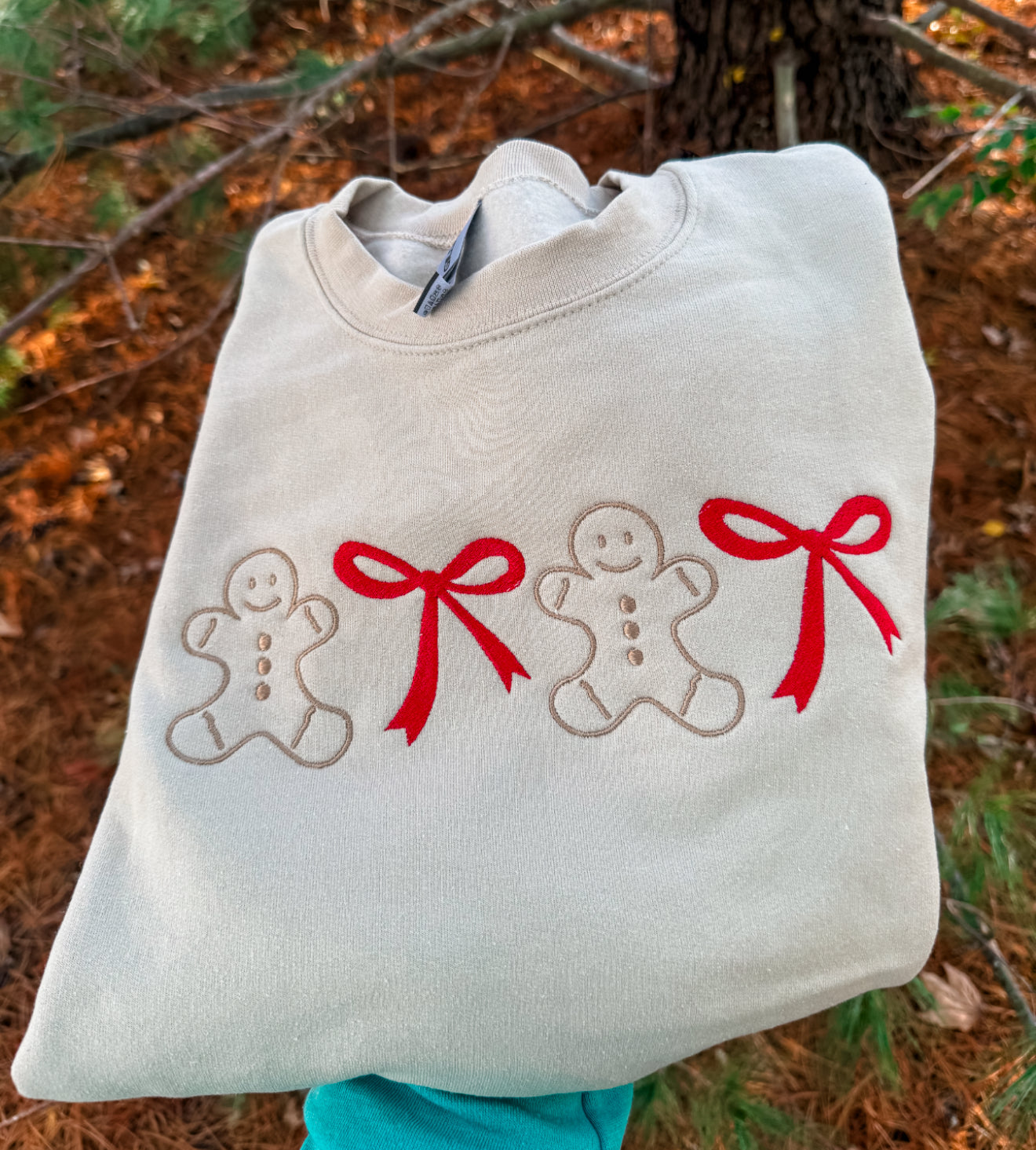 Gingerbread & Bows Embroidered Sweatshirt