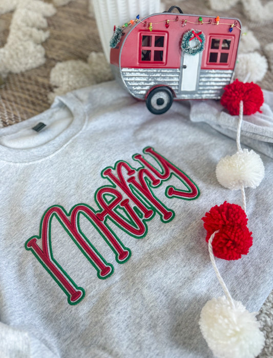 Merry Embroidered 3D Sweatshirt