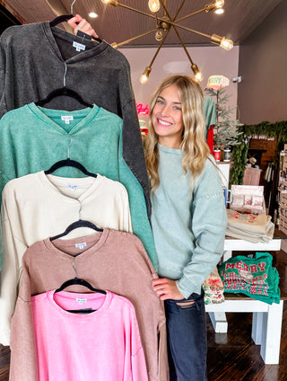 Washed Corded Crewneck By Top Notch