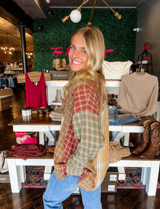 Frosted Plaid Oversized Button Down