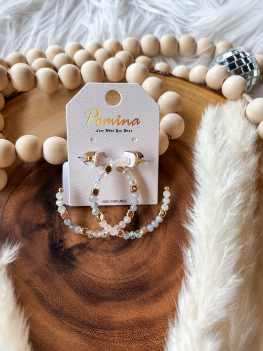 Ivory Jeweled Hoops