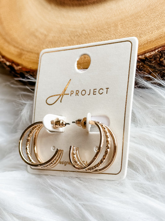 Gold Trio Hoop Earrings