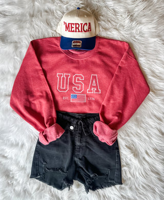 USA Embroidered Crewneck