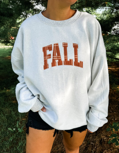 Fall Plaid Embroidered Sweatshirt